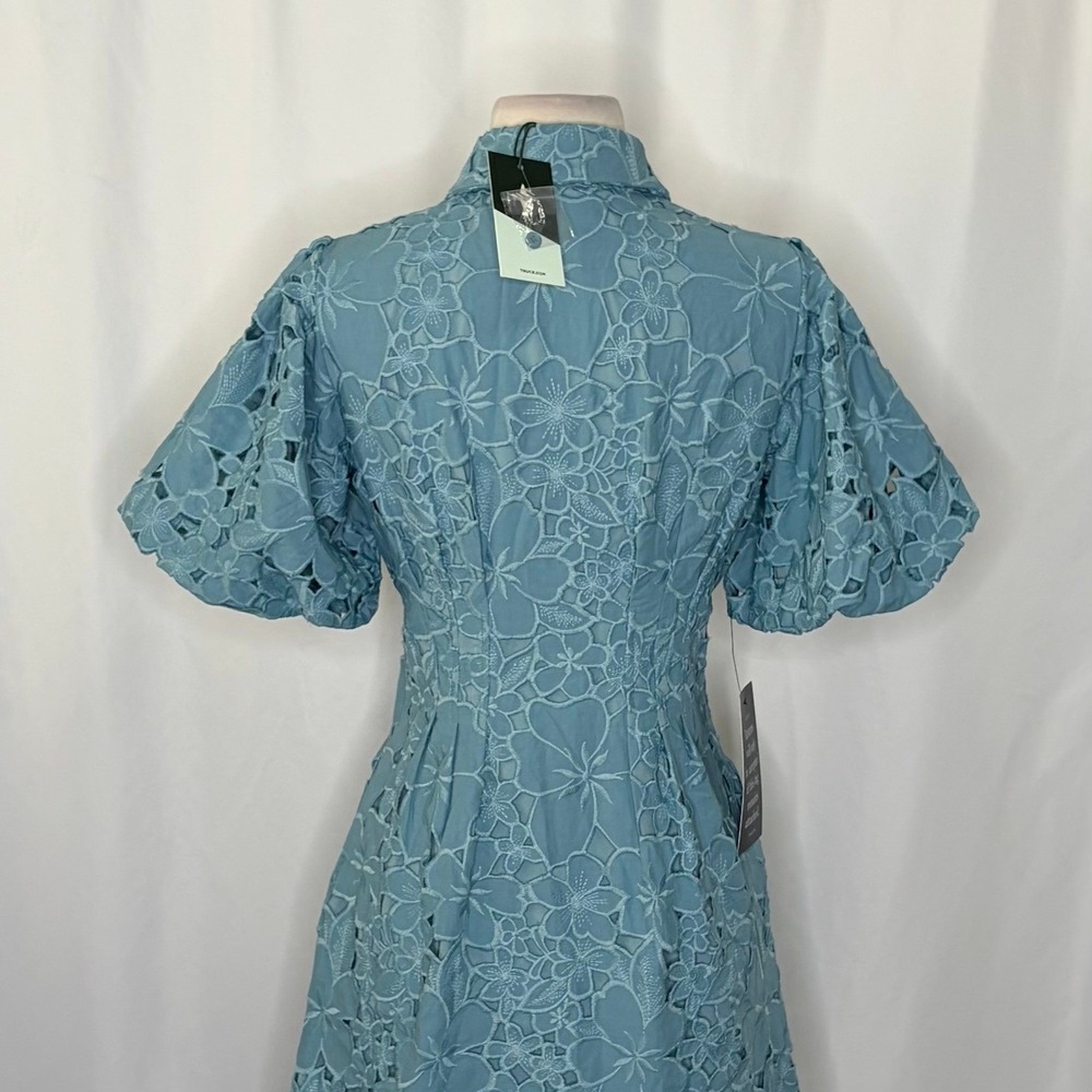 NWT!! TUCKERNUCK Cameo Blue Eyelet Mini Delaney Dress Embroidered Floral X-Small - Picture 11 of 16